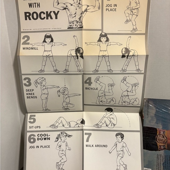 1983 Rocky Fun And Fitness w/ Poster - Kid Stuff LP Vinyl Record - John Braden - Picture 3 of 6